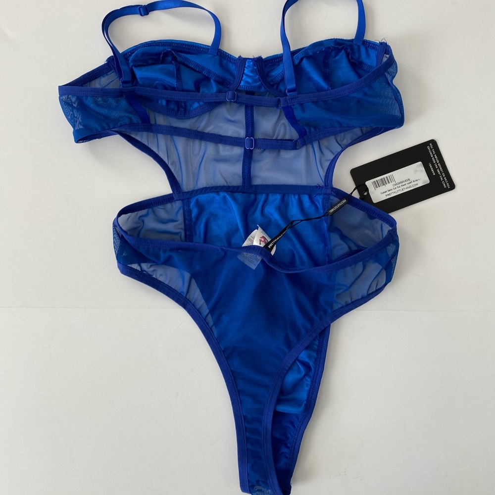 PLT Cobalt Satin Cut Out Mesh Insert Body - Picture 7 of 11